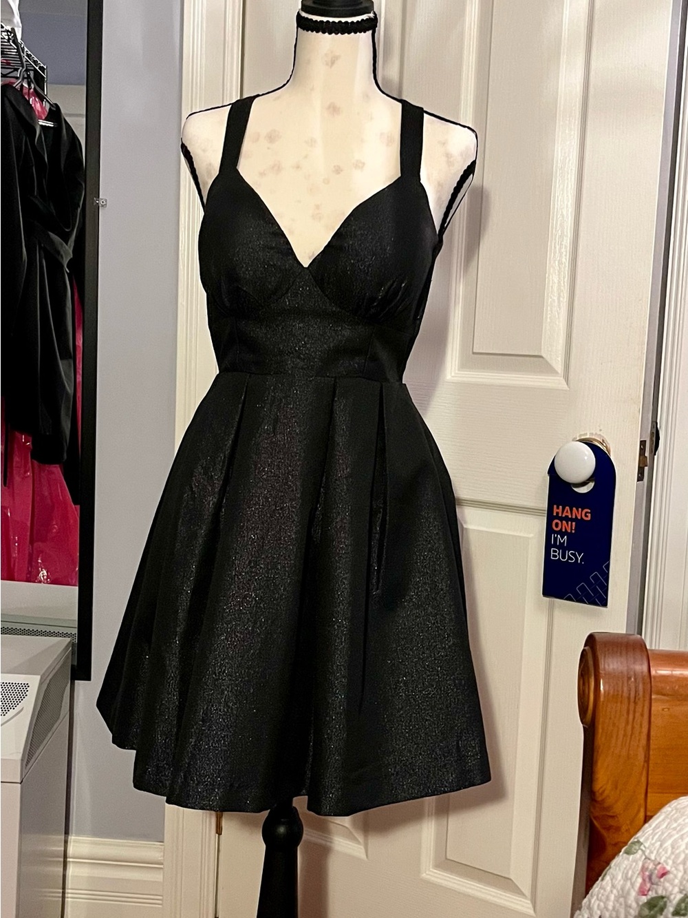 Black Strappy Fit-and-Flare Dress